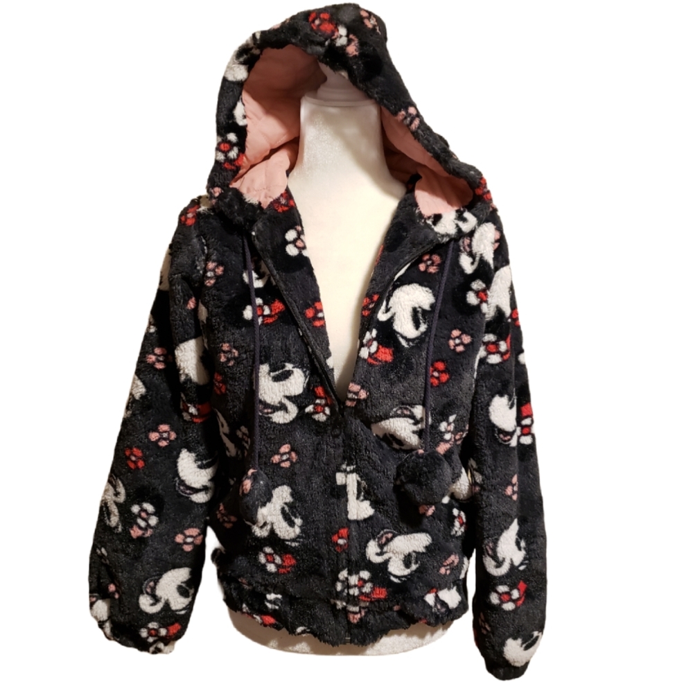 Disney Resort Minnie Mouse Bomber‎ Jacket with Hood Size Small